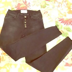 Free people button up high rise skinny jeans